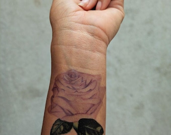 Lavender Rose Temporary Tattoo/ Rose body art/ Floral Temporary Tattoo