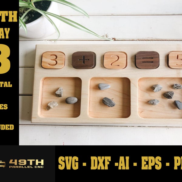 CNC Montessori Math Tray - Math Tray - Digital Files Included - Montessori