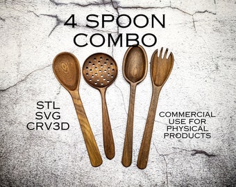 Wood Spoons - Wood Spoon Cnc Combo - Digital Files - Kitchen Utensil SVG - Spoon SVG -