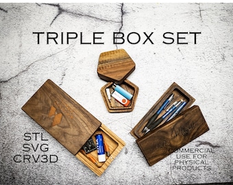 CNC Sleek Storage Set: Business Card Holder, Pencil Case & More!