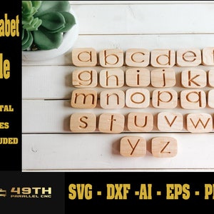 Alphabet Buchstaben Fliesen - Montessori Lernen - CNC digitale Dateien - Montessori Alphabet CNC Datei