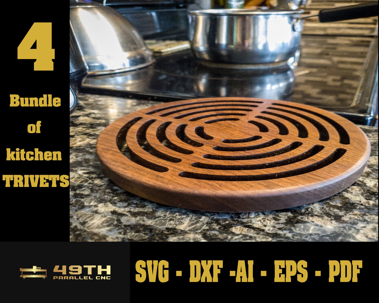 Wood Trivet Wood Trivet Bundle CNC File for Wooden Trivet Etsy