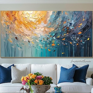 Large Abstract Oil Painting on Canvas Original Colorful Textured Wall Art Bed Room Wall Art Boho Wall Art Living Room Wall Art Oil Painting