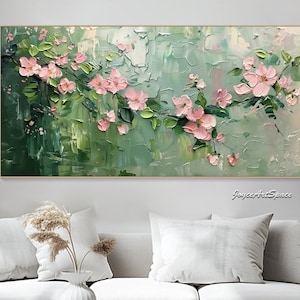 Spring Blossoms Oil Painting on Canvas Large Floral Textured Wall Art Abstract Flower Painting Original Oil Painting Living Room Wall Decor