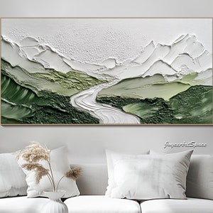 Abstract Mountain Wall Art Oil Painting on Canvas Original Acrylic Painting Large Abstract Green Wall Art Texture Wall Art Bed Room Wall Art