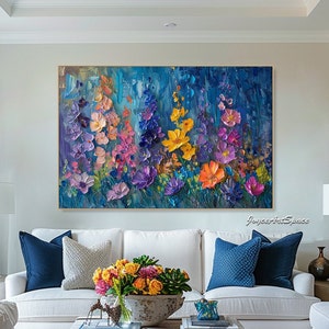 Original Flower Oil Painting on Canvas 3D Textured Wall Art Original Colorful Painting on Canvas Hand-painted Heavy Textured Floral Wall Art