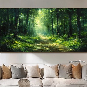 Original Green Forest Oil Painting on Canvas Green Wall Art Forest Oil ...