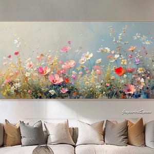 Original Enchanting Flower Painting on Canvas Flower Abstract Oil Painting Textured Oil Painting Living Room Wall Art Hand-painted Painting