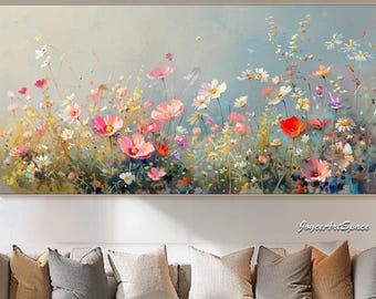 Original Enchanting Flower Painting on Canvas Flower Abstract Oil Painting Textured Oil Painting Living Room Wall Art Hand-painted Painting