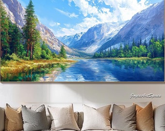 Landscape Painting on Canvas Original Abstract Mountain Oil Painting Living Room Wall Art Texture Wall Art Extra Large Wall Art Oil Painting