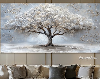 Original Oil Painting on Canvas Large Living Room Wall Decor Abstract Landscape Painting Abstract 3D Textured Tree Painting Canvas Wall Art
