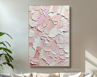 Original buntes Ölgemälde auf Leinwand, moderne Wandkunst, abstrakte Blütenblätter, Wandkunst, individuelle Geschenkgemälde, Wohnzimmer-Wandkunst, rosa Wandkunst