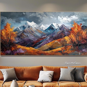Abstract Mountain Oil Painting Textured Mountain Wall Art Landscape Artwork Modern Wall Decor Living Room Wall Art Large Office Wall Decor