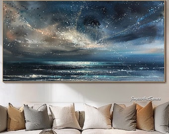 Abstract Oil Paintings on Canvas Textured Wall Art Large Living Room Wall Art Custom Painting Landscape Oil Painting 3D Starry Sky Wall Art