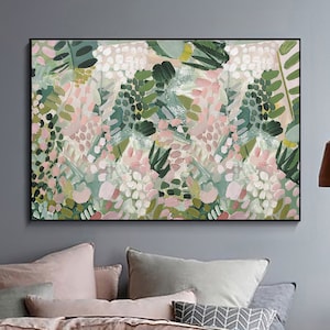 Original Gemälde Abstrakte Pflanze auf Leinwand Große Boho 3D Strukturierte Wandkunst Schlafzimmer Wandkunst Moderne Wandkunst Blumen Wandkunst Natur Wandkunst