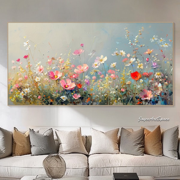 Original Enchanting Flower Painting on Canvas Flower Abstract Oil Painting Textured Oil Painting Living Room Wall Art Hand-painted Painting