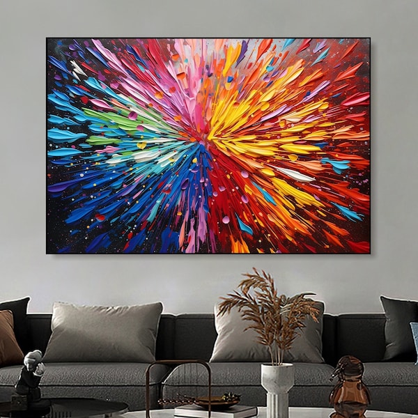 Original Colorful Oil Painting on Canvas Modern 3D Textured Wall Art Abstract Colorful Art Decor Custom Gift Painting Living Room Wall Decor