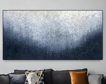 Starry sky Original Painting on canvas,Abstract Boho 3D wall art, Blue landscape,MinimaList  living room acrylic painting,Hand painted art