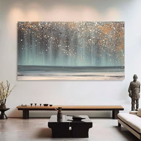 Brillante dipinto originale su tela Arte astratta Boho 3D da parete Paesaggio fantasia Pittura acrilica minimalista per soggiorno Arte dipinta a mano