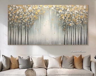 Large Textured Wall Art Abstract Tree Painting on Canvas Living Room Wall Art Original Hand-painted Painting Modern Wall Art Boho Home Decor