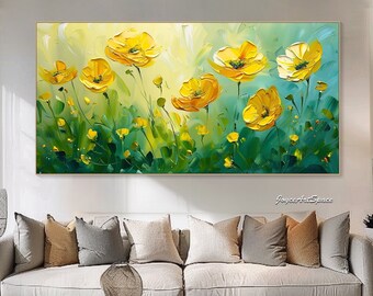 Original Enchanting Flower Painting on Canvas Flower Abstract Oil Painting Textured Oil  Wall Art Living Room Wall Art Hand-painted Painting