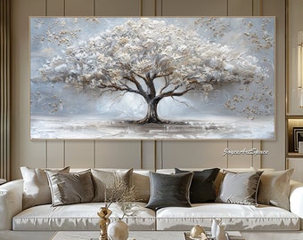 Original Oil Painting on Canvas Large Living Room Wall Decor Abstract Landscape Painting 3D Abstract Tree Painting Custom Canvas Wall Art