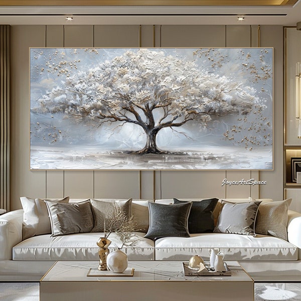 Original Oil Painting on Canvas Large Living Room Wall Decor Abstract Landscape Painting 3D Abstract Tree Painting Custom Canvas Wall Art