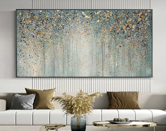 Brillantes Originalgemälde auf Leinwand, abstrakte Boho 3D-Wandkunst, ausgefallene Landschaft, minimalistisches Wohnzimmer-Acrylgemälde, handgemalte Kunst