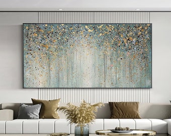 Brillante pintura original sobre lienzo, arte abstracto de pared Boho 3D, paisaje elegante, pintura acrílica de sala de estar MinimaList, arte pintado a mano