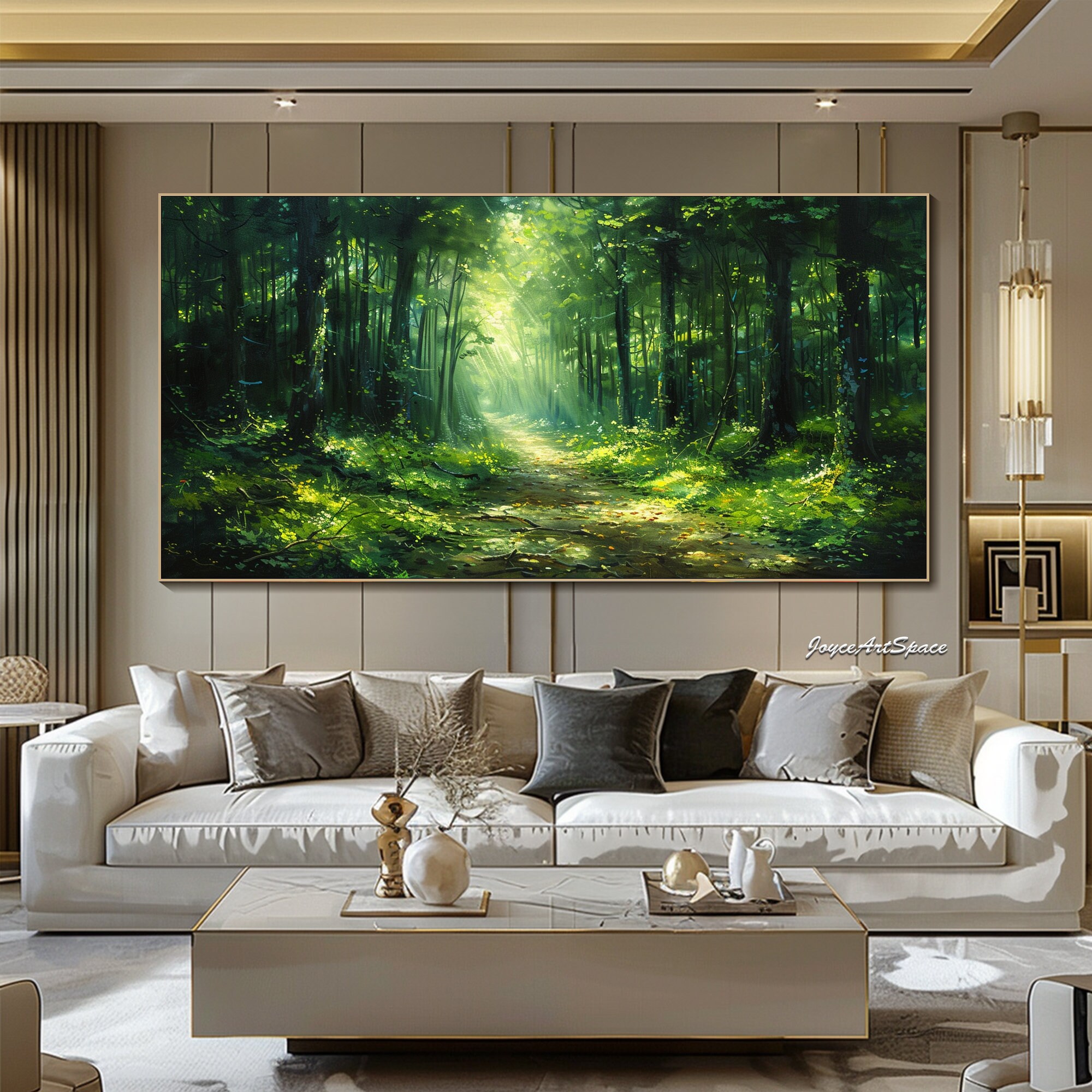 Original Green Forest Oil Painting on Canvas Green Wall Art Forest Oil ...