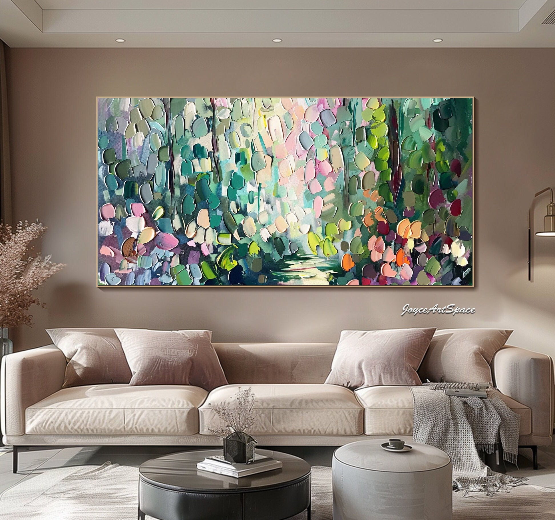 Abstract Forest Oil Painting on Canvas Original Flower Textured Wall ...