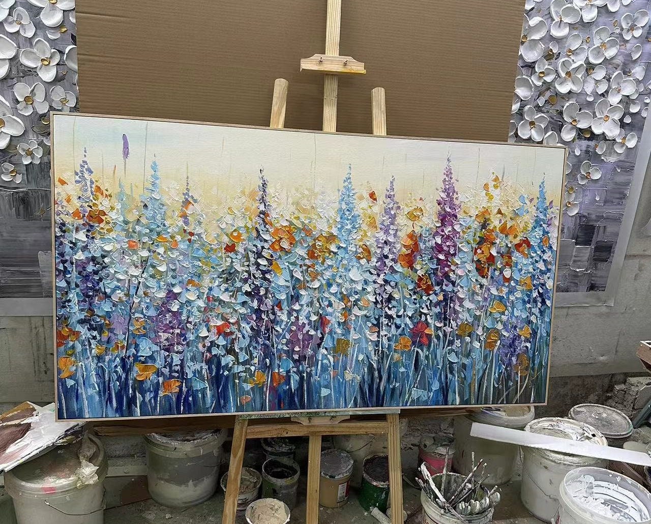 Large Abstract Flowers Oil Painting on Canvas Original Modern Colorful ...