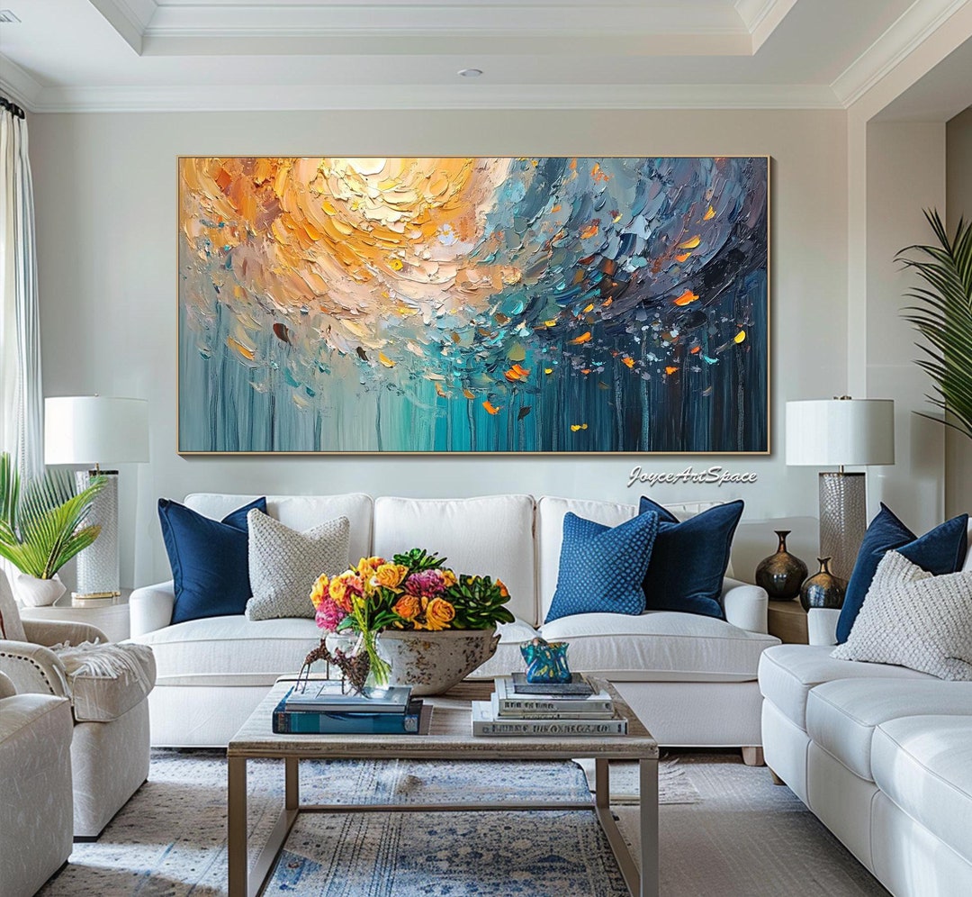 Large Abstract Oil Painting on Canvas Original Colorful Textured Wall ...