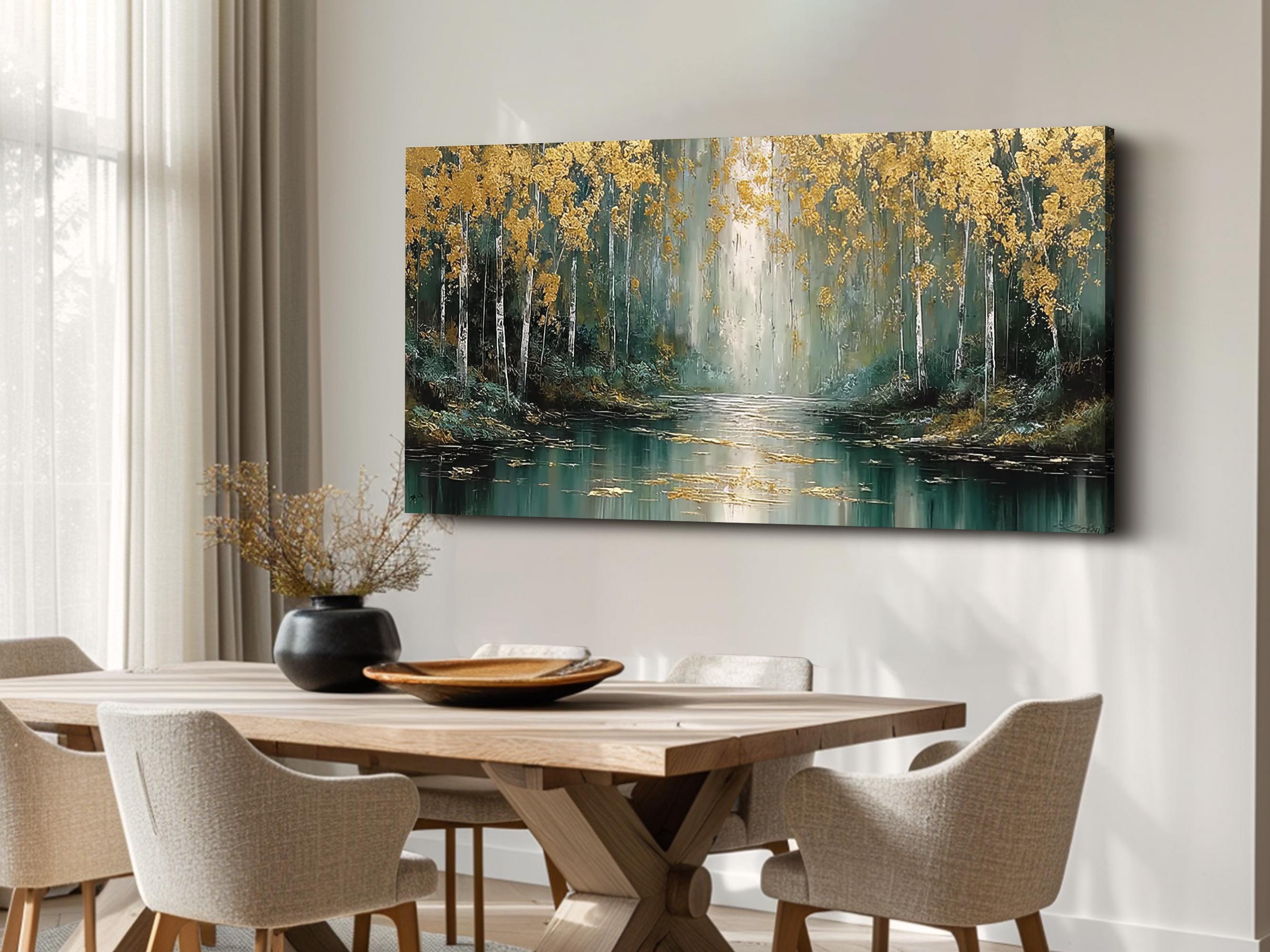 Original Landscape Oil Painting Abstract Forest Wall Art Living Room ...