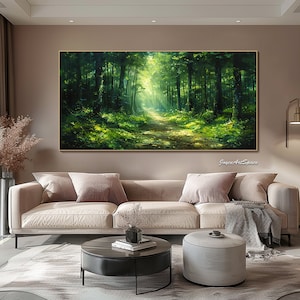Original Green Forest Oil Painting on Canvas Green Wall Art Forest Oil ...