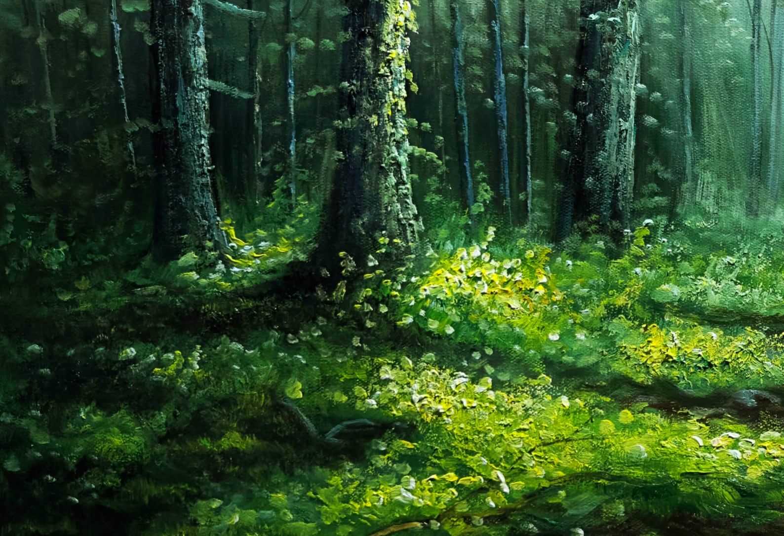 Original Green Forest Oil Painting on Canvas Green Wall Art Forest Oil ...