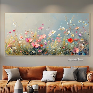 Original bezaubernde Blumenmalerei auf Leinwand Blume Abstrakte Ölgemälde Strukturierte Ölgemälde Wohnzimmer Wandkunst Handgemalte Malerei Bild 5