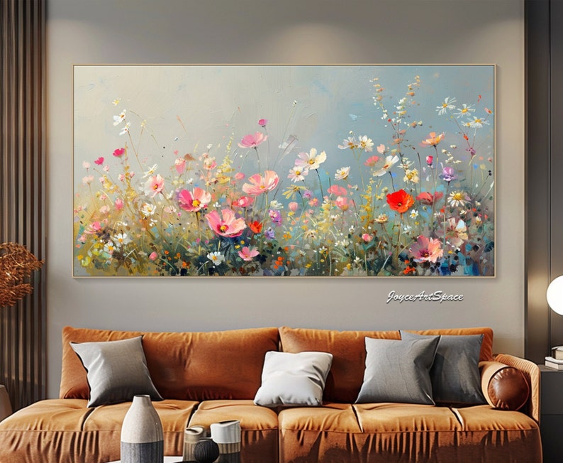 Original bezaubernde Blumenmalerei auf Leinwand Blume Abstrakte Ölgemälde Strukturierte Ölgemälde Wohnzimmer Wandkunst Handgemalte Malerei Bild 5