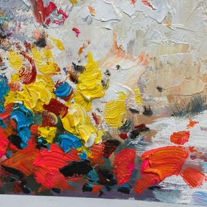 Colorful Floral Wall Art Abstract Mediterranean Oil Painting on Canvas ...