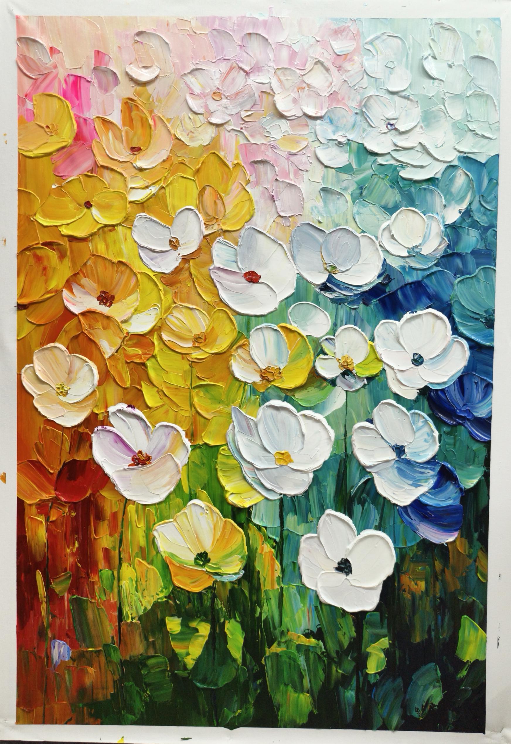 Original Abstract Oil Painting 3D Textured Colorful Wall Art Custom ...