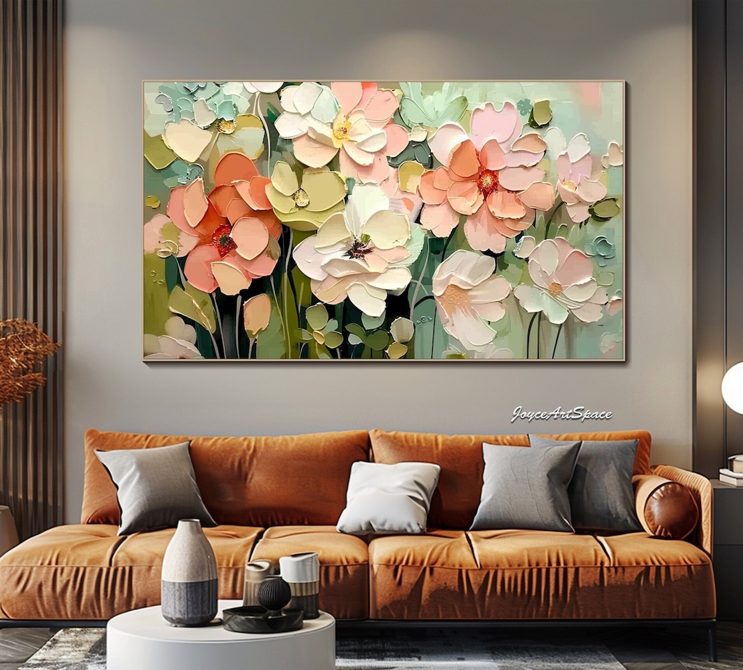 White Floral Painting on Canvas Floral Wall Art 3d Abstract Wall Art ...