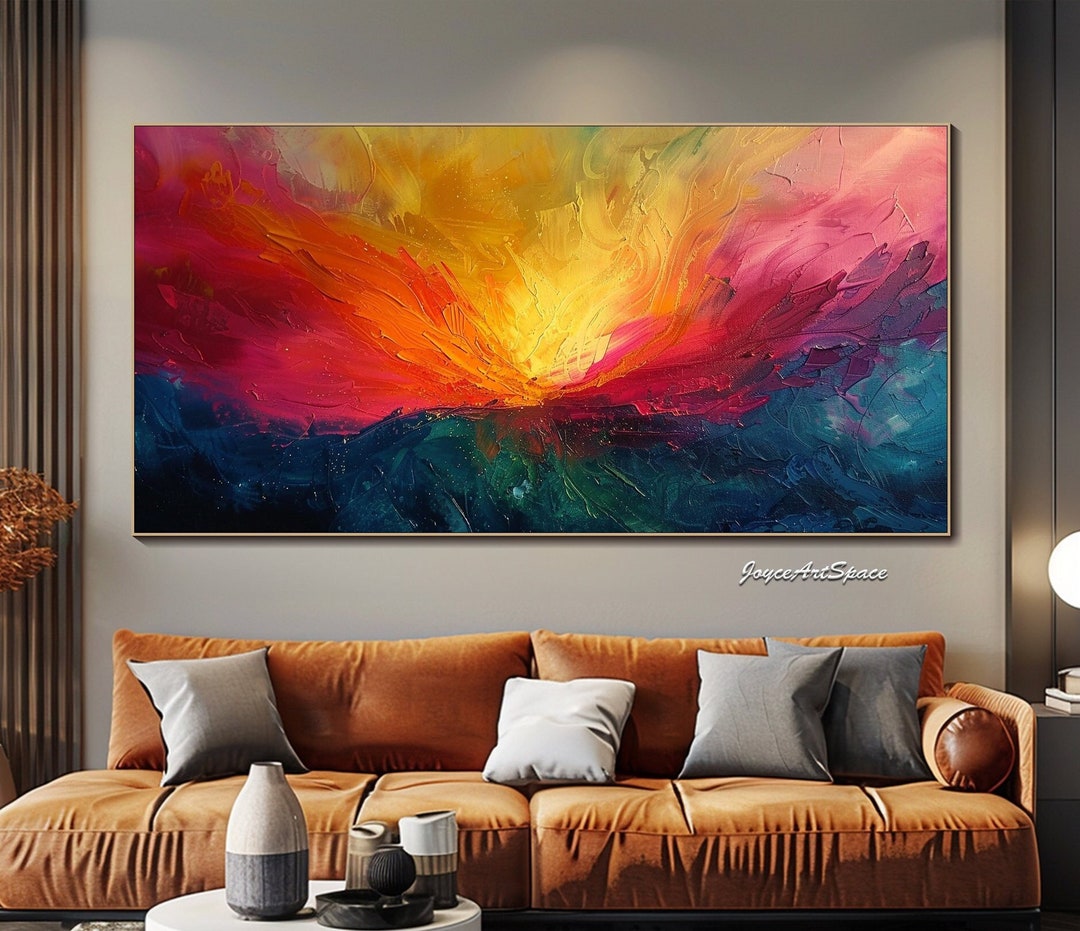 Large Colorful Wall Art Large Abstract Textured Oil Painting on Canvas ...