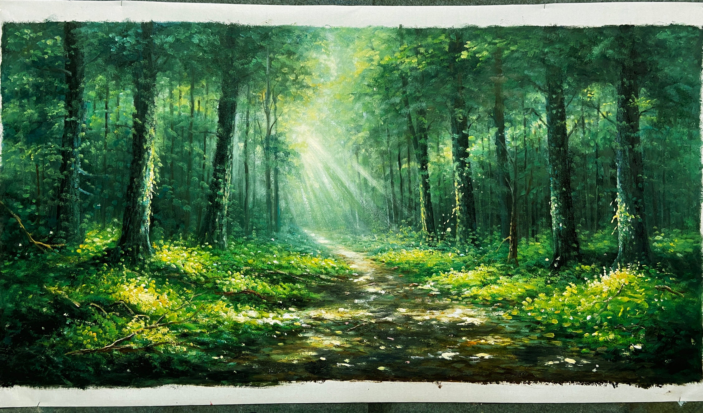 Original Green Forest Oil Painting on Canvas Green Wall Art Forest Oil ...
