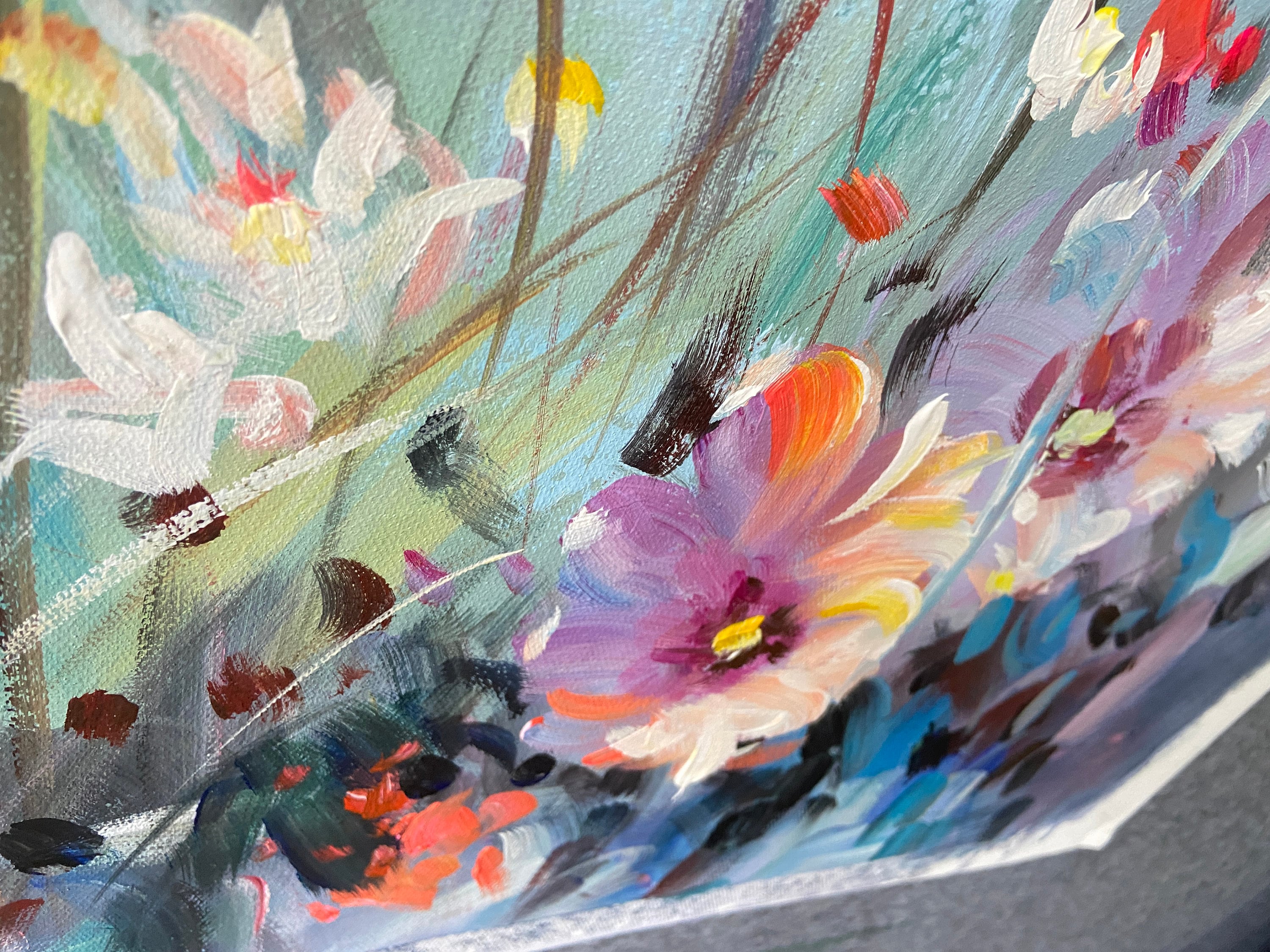 Original Enchanting Flower Painting on Canvas Flower Abstract Oil ...