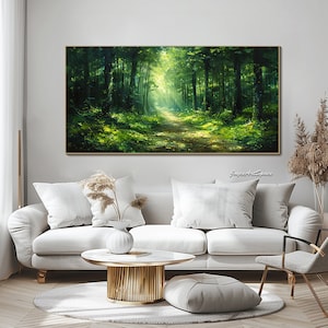 Original Green Forest Oil Painting on Canvas Green Wall Art Forest Oil ...