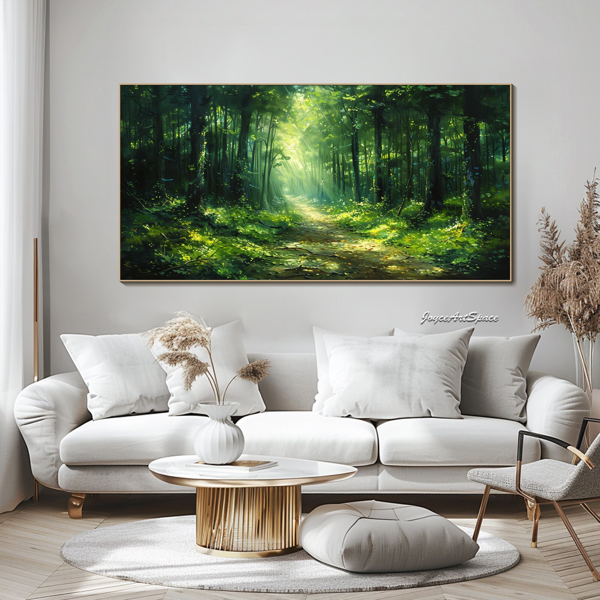 Original Green Forest Oil Painting on Canvas Green Wall Art Forest Oil ...