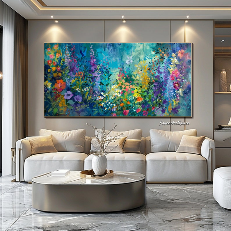 Abstract Flower Painting on Canvas Modern Wall Art Textured Wall Art ...