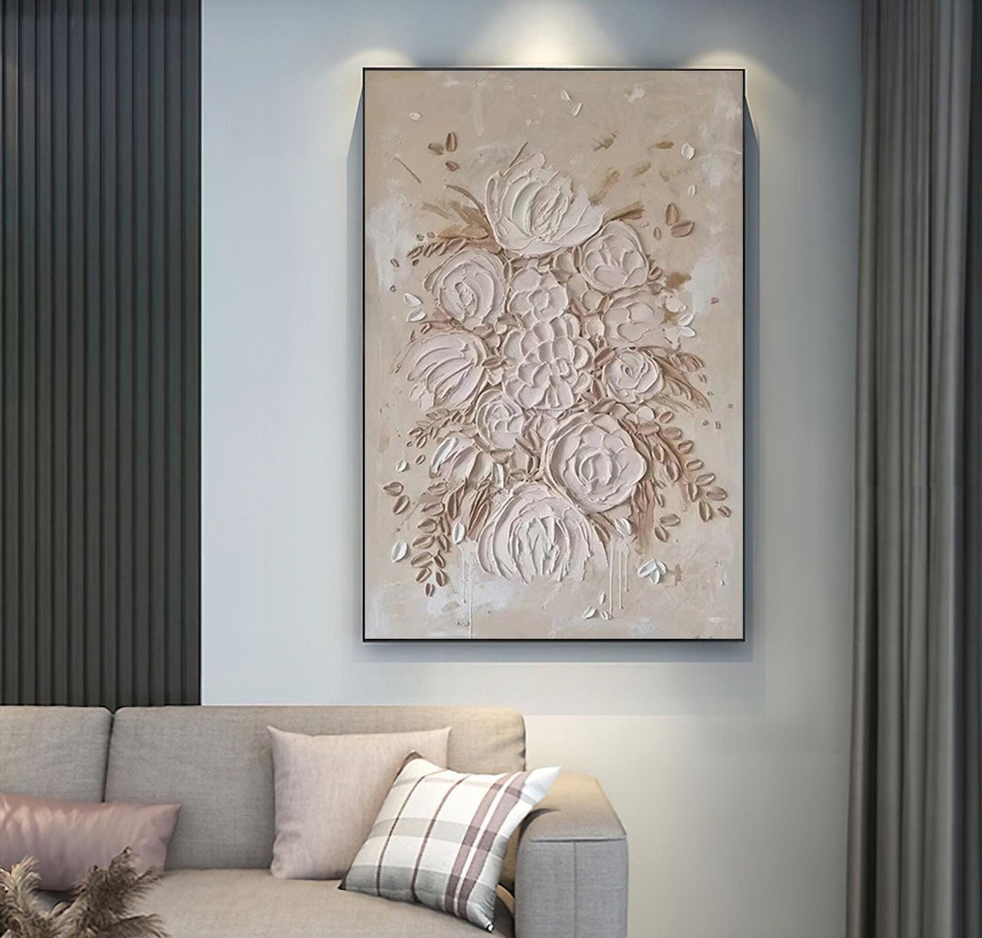 Textured Canvas Painting Original Flower Painting on Canvas Abstract ...