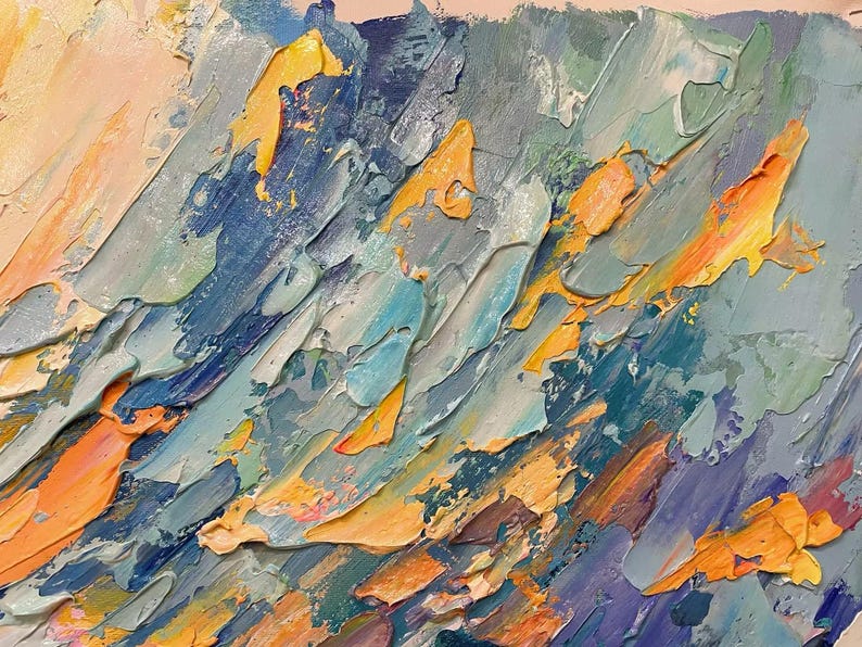 Large Abstract Oil Painting on Canvas Original Colorful Textured Wall ...