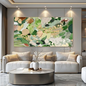 Extra Large Green Wall Art Original Plants Painting on Canvas Large ...